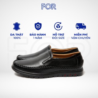 Giày lười nam FOR da bò cao cấp với thiết kế màu đen hạt khoẻ khoắn năng động, đế cao su siêu êm, lên dáng siêu xịn F03