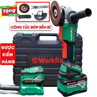 Máy mài, cắt pin công tắc bóp workfix wf-ag100b không chổi than 100% lõi đồng, kèm phụ kiện - máy cắt, mài