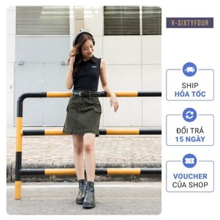 Váy Túi Hộp Dáng Chữ A Màu Moss Green -  Moss Green  Box Pocket Skirt V-SIXTYFOUR V64 - 222WD1111F2320