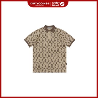 Áo Thun DirtyCoins Letter Pattern Polo Shirt - Cream/Brown