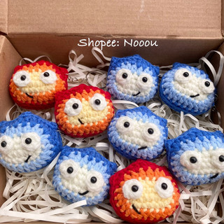 [Sẵn] Móc khoá len Calcifer - Móc khoá đôi - Móc khoá len nước lửa