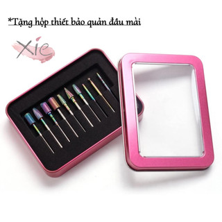 💥Bộ 10 đầu mài móng titan cao cấp đủ mẫu mã - Đầu mài dũa phá móng gel bột, mài khóe da, phao mịn móng nail <3