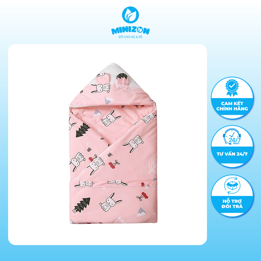 Chăn Ủ Có Mũ Trần Bông Xinshengdai Kích Thước 90x90 Cho Bé | Minizon Kids