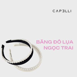 Băng đô cài tóc capelli bờm lụa satin phối ngọc