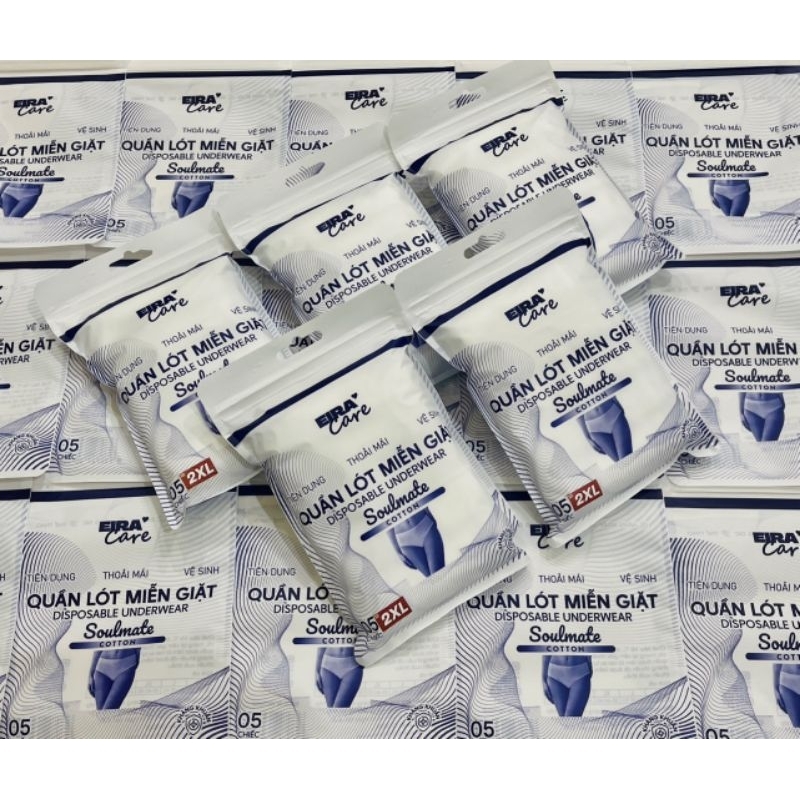 Quần lót cao cấp túi zip 5 quần dùng 1 lần dạng vải Eiracare cho mẹ bầu sau sinh phụ nữ công tác du lịch chu kỳ 45-90kg