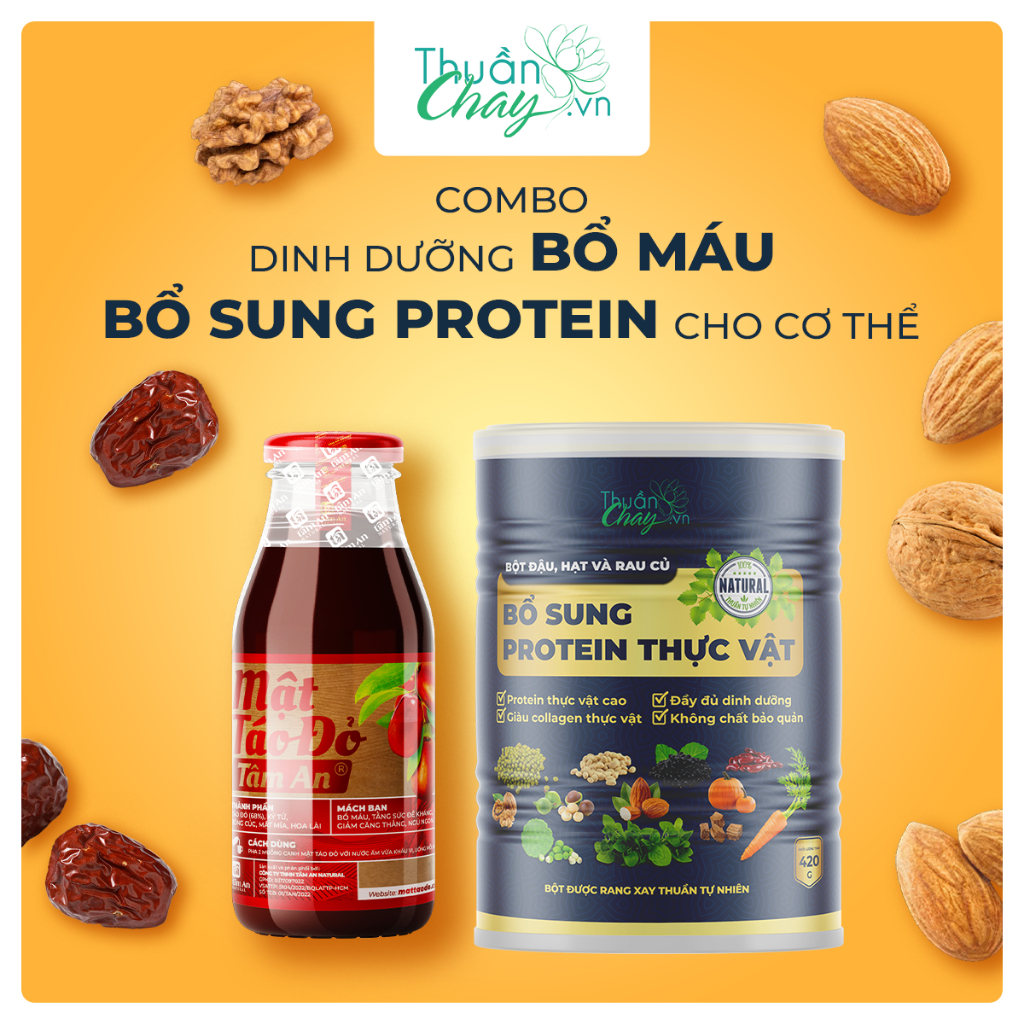 COMBO BỔ SUNG PROTEIN THỰC VẬT 420g &amp; MẬT TÁO ĐỎ TÂM AN 250ml  - Bột ngũ cốc đậu hạt