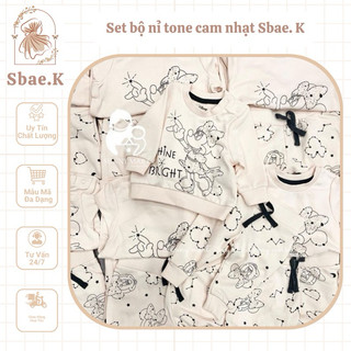 Sét bộ nỉ tone cam nhạt Mickey Disney cho bé gái