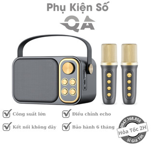 Loa karaoke bluetooth mini ys 105 kèm 2 micro không dây, công suất 5w, âm thanh siêu hay, đổi tone giọng - loa ys 103