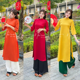 Áo dài dáng suông xưa, chất lụa tây thi mềm mịn, hàng may sẵn giá rẻ và đẹp cho các bạn nữ