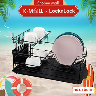 Kệ chén dĩa LocknLock 2 tầng bằng sắt Tier Dish Rack LDR206BLK , dễ lắp đặt - K-MALL