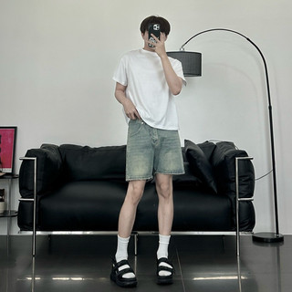 Quần short jeans trên gối phong cách nam nữ 1136