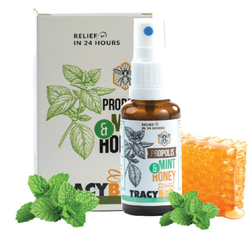 Keo ong xanh Tracybee Propolis Mint & Honey vị bạc hà giúp giảm đau, viêm họng (chai 30ml)