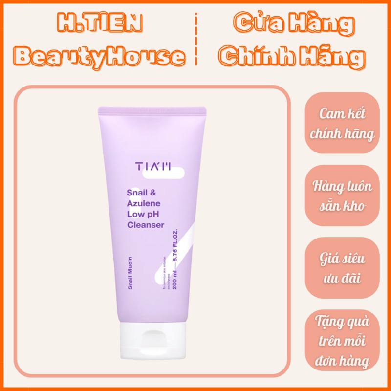 [CÓ VAT] Sữa rửa mặt dịch nhày ốc sên TIAM Snail & Azulene Low pH Cleansernail & Azulene Low pH Clea