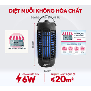 Đèn bắt muỗi điện quang mã đq eml08 bl - diệt muỗi tự động 360 độ ,công suất 6w phạm vi hoạt động dưới 20m2