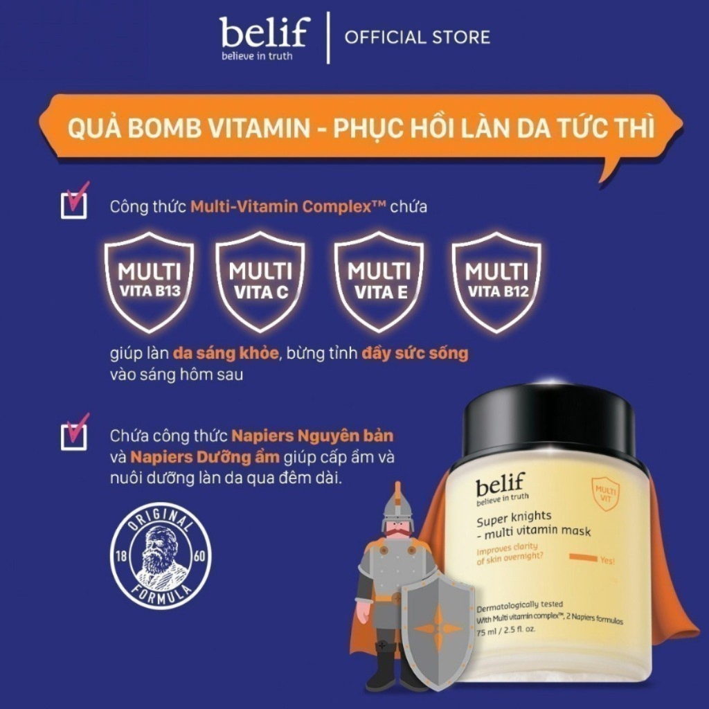 [Tuýp & Fullsize] Mặt nạ ngủ dưỡng ẩm, phục hồi da chuyên sâu BELIF Multi Vitamin Mask