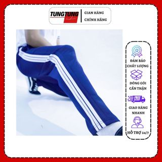 Quần thể dục 3 sọc chất poly co giãn 4 chiều màu xanh dương quần thể dục học sinh cấp 1 2 3 có bigsize