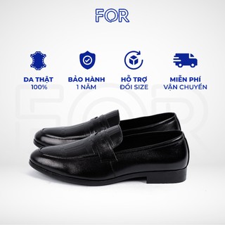 Giày tây nam FOR cao cấp sang trọng da bò nguyên tấm nhập khẩu vân kẻ trẻ trung phù hợp mọi lứa tuổi PLF04