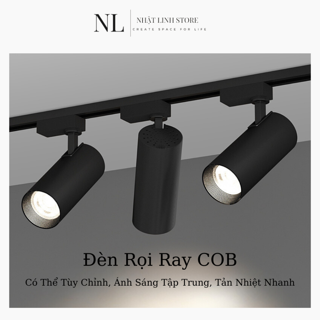 Combo 3 Đèn Rọi Ray 40w Kèm Thanh Ray 1m, Đèn Rọi Ống Bơ Trang Trí Shop, Cửa Hàng Quần Áo