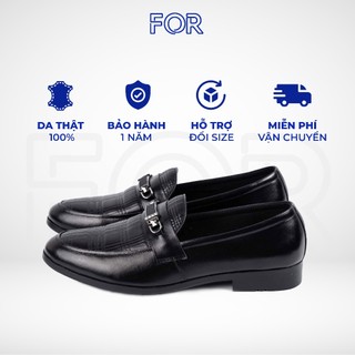 Giày tây, loafers nam da bò FOR cao cấp với thiết kế vân nổi, đế cao su lên chân siêu thoải mái, siêu êm HLF02