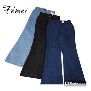 Quần Jean ống loe Femei nữ lưng cao túi trước jean khô đứng form ( 3 màu )