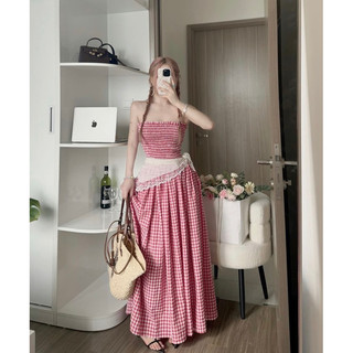 Đầm maxi caro nhúng ngực🌷☀️