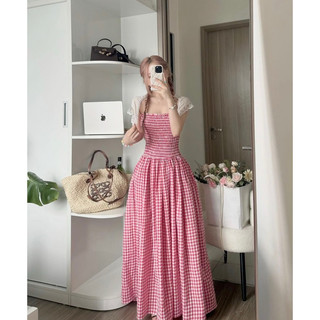 Đầm maxi caro nhúng ngực🌷☀️