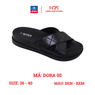 Dép da quai chéo nữ, dép lê nữ, dép đế đúc, dép bền đẹp - dora05