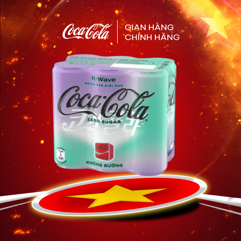 [GRO GIFT] Lốc 6 Lon Nước Giải Khát Không Đường Coca-Cola Zero K-Wave