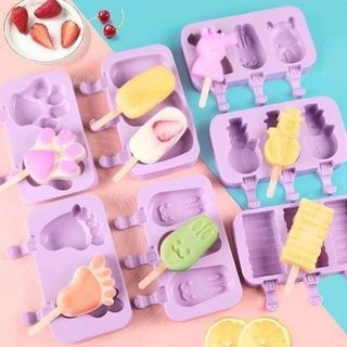 Khuôn làm kem 3 ngăn hình thú bằng silicone siêu cute an toàn