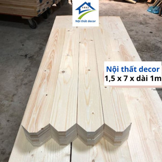 Thanh gỗ thông hàng rào dài 100cm x dày rộng 7cm x dày 1,5 + láng mịn 4 mặt