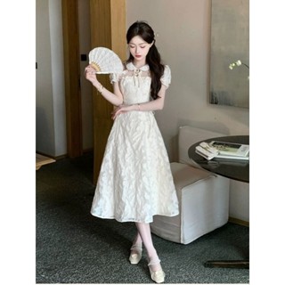 Váy Dáng Dài Cổ Sen Tay Bồng Thắt Eo Đầm Dài Dự Tiệc Tiểu Thư Nhẹ Nhàng - TLV12- Thiên Lý Fashion