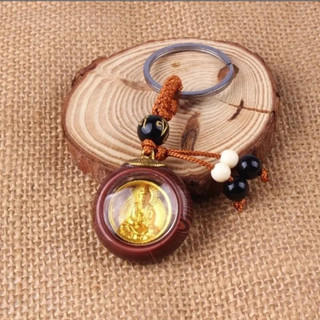Móc khóa ảnh Phật Bà Quan Âm 2 mặt cầu bình an.