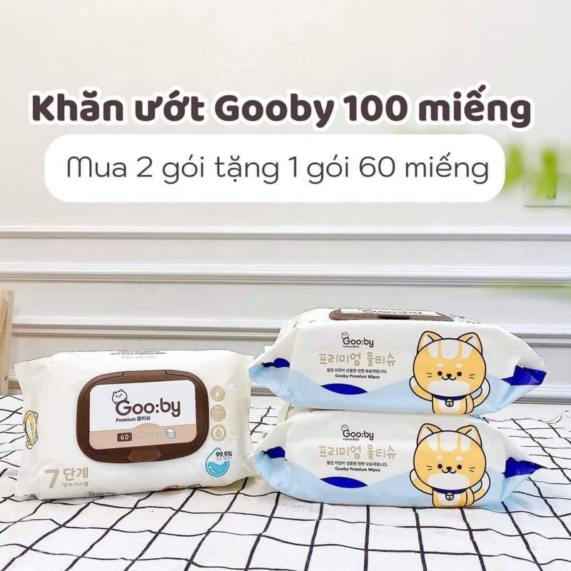 Khăn ướt Gooby Premium ko mùi - Gói 100 miếng