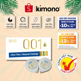 Bao cao su cao cấp Non-Latex XTOY 001, siêu mỏng chuẩn 0.01mm, nhiều gel mỏng nhất thế giới, Hộp 2 bcs