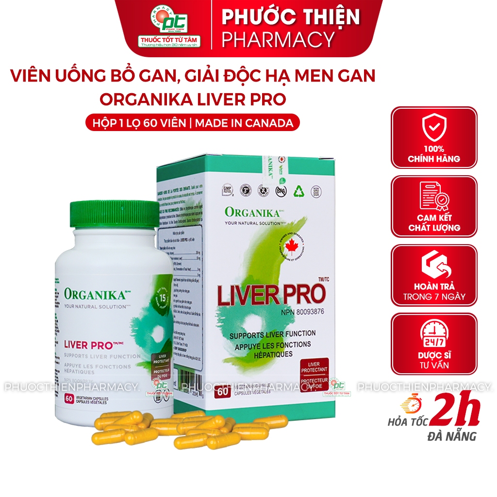Viên uống bổ gan, giải độc gan Organika Liver Pro hạ men gan lọ 60 viên