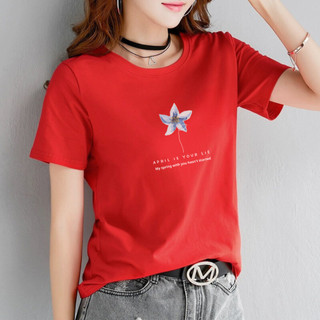 Áo phông nữ form vừa in hình hoa màu xanh trắng - Áo thun cotton dáng rộng - VT7277