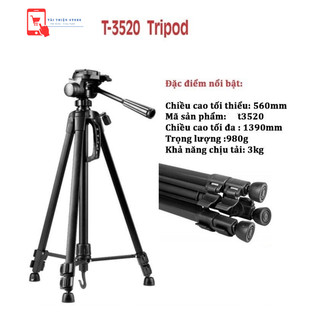 Chân máy ảnh, máy quay,Tripod 3520 \ Tripod 3366 cao cấp, chắc chắn cao 1m40,tặng kèm kẹp điện thoại