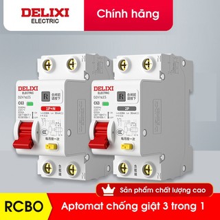 Cb chống giật 1 pha kiểu mới delixi - át chống giật điện p 16a, 20a, 32a, 40a, 63a, aptomat chống giật