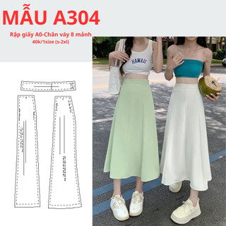 Rập giấy a0 chân váy 8 mảnh -mã a304