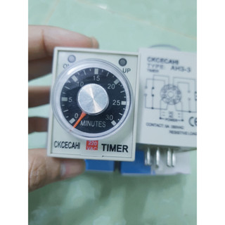 Bộ định thời timer AH3-3, Relay thời gian 10 giây, 30 giây, 60 giây, 10 phút, 30 phút, 60 phút bao gồm đế