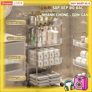 Xe Đẩy Để Đồ Đa Năng, Kệ Để Đồ Trong Suốt Tiện Lợi