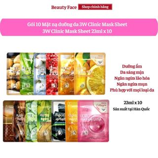 Túi 10 miếng mặt nạ dưỡng da 3w clinic fresh mask sheet 23ml