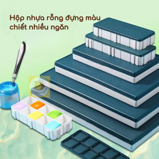 Hộp nhựa đựng màu nước chiết có nắp silicon chống tràn siêu rẻ, chiết màu gouache, acrylic, poster
