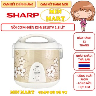 Nồi cơm điện sharp ks-191etv ''sb'' 1.8 lít nhập thái lan: cam kết chính hãng, hàng mới, bảo hành 12 tháng