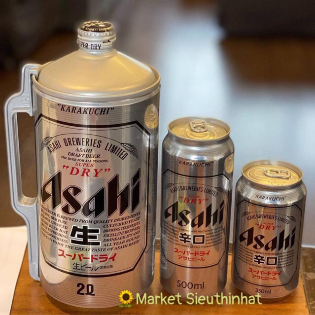 {(Hỏa tốc)} (THÙNG 24lon) Bia Asahi Super Dry 350ml  - (THÙNG 6 Can) Bia Asahi Super Dry 2L