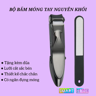 Bấm móng tay nguyên khối thép không gỉ có ngăn đựng móng
