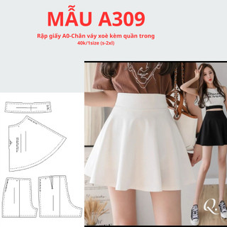 Rập giấy a0 chân váy xoè có quần bên trong -mã a309