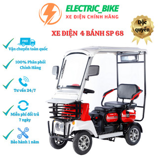 Xe máy điện mini bus 4 bánh sp 68, xe điện bốn bánh có mái che, mẫu mới 2024, khung thép chắc chắn, bh 1 năm