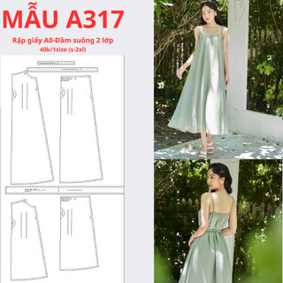 Rập giấy a0 đầm suông mặc được 2 kiểu 2 lớp -mã a317