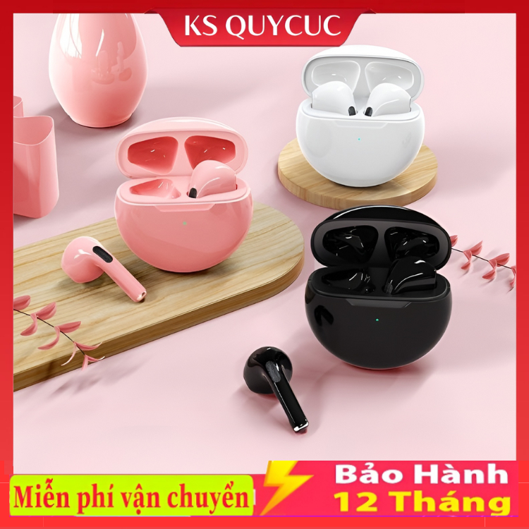 Tai nghe bluetooth Pro 6 kết nối không dây có cảm biến đổi tên định vị âm thanh nổi và bass trầm, Ta